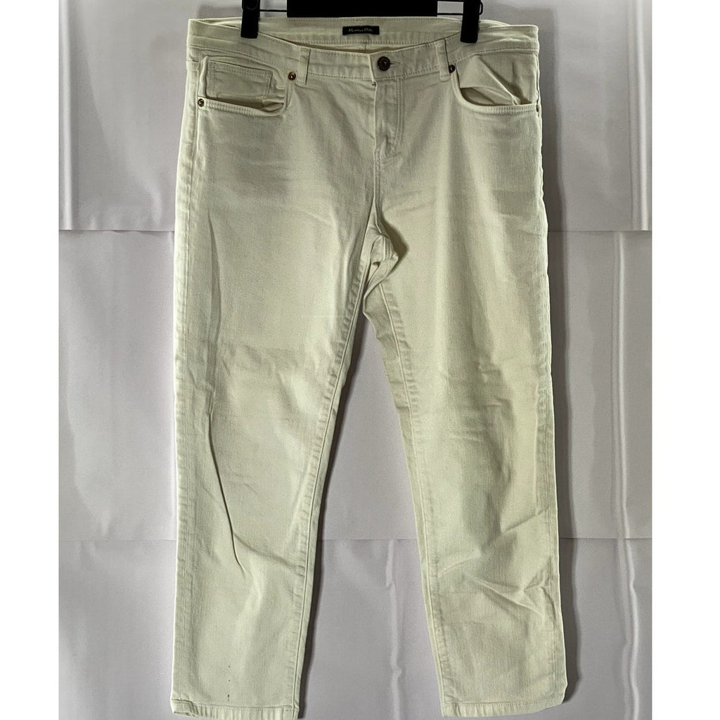 MASSIMO DUTTI Women's White Five-Pocket Straight-Leg Denim Jeans SZ 10