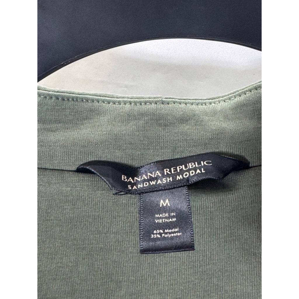 BANANA REPUBLIC Women's Green Sandwash Modal V-Neck Sleeveless Blouse SZ M