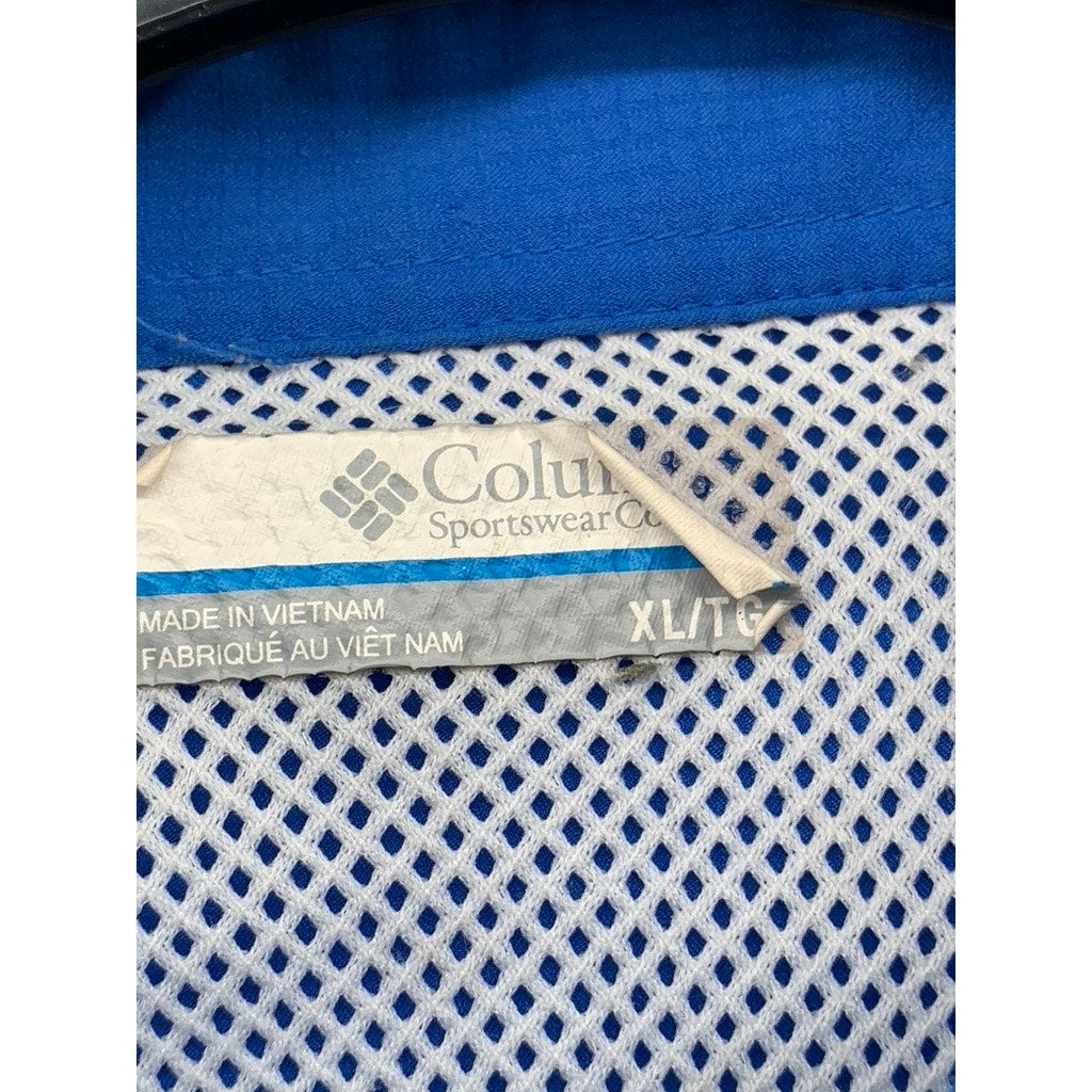 COLUMBIA Men's Royal Blue PFG Button-Up Fisherman Shirt SZ XL