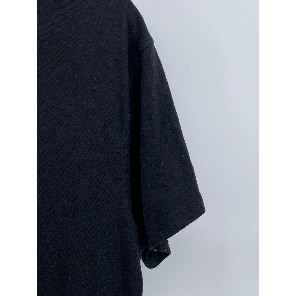 BLEECKER & MERCER Men's Black Crewneck Long Scoop Bottom Zipper-Hem T-Shirt SZ L