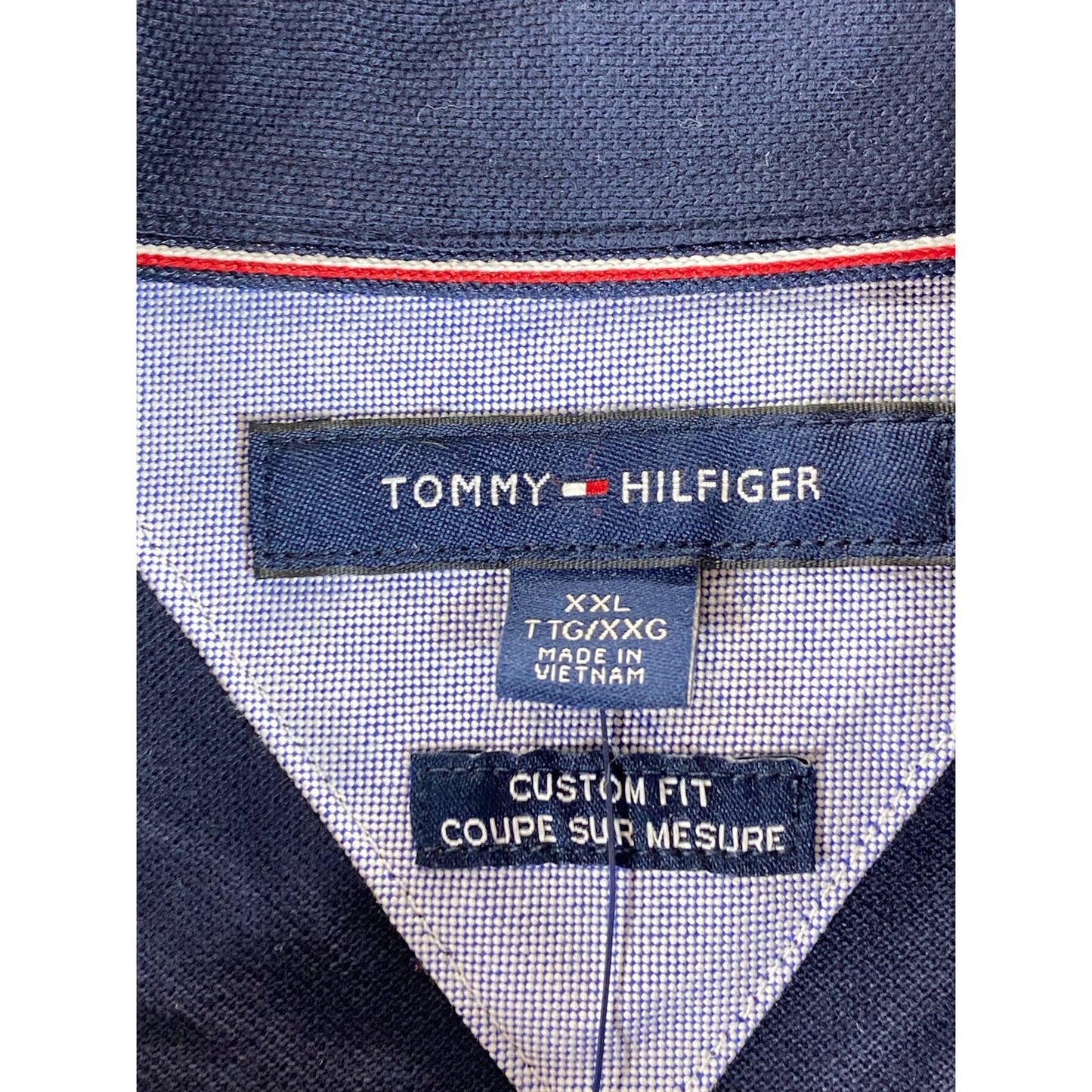 TOMMY HILFIGER Men's Navy Custom-Fit Flag Logo Short Sleeve Polo Shirt SZ 2XL