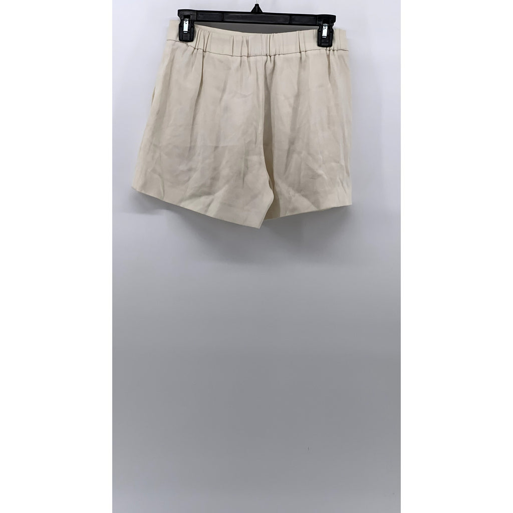 BABATON Women's Off-White High-Rise Relaxed Fit Pleated Shorts SZ 4