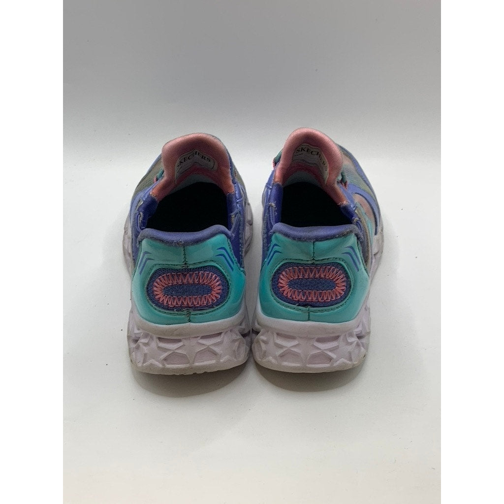 SKETCHERS Girls' Purple Galaxy Lights Tie-Dye Takeoff Light Up Sneakers SZ 11