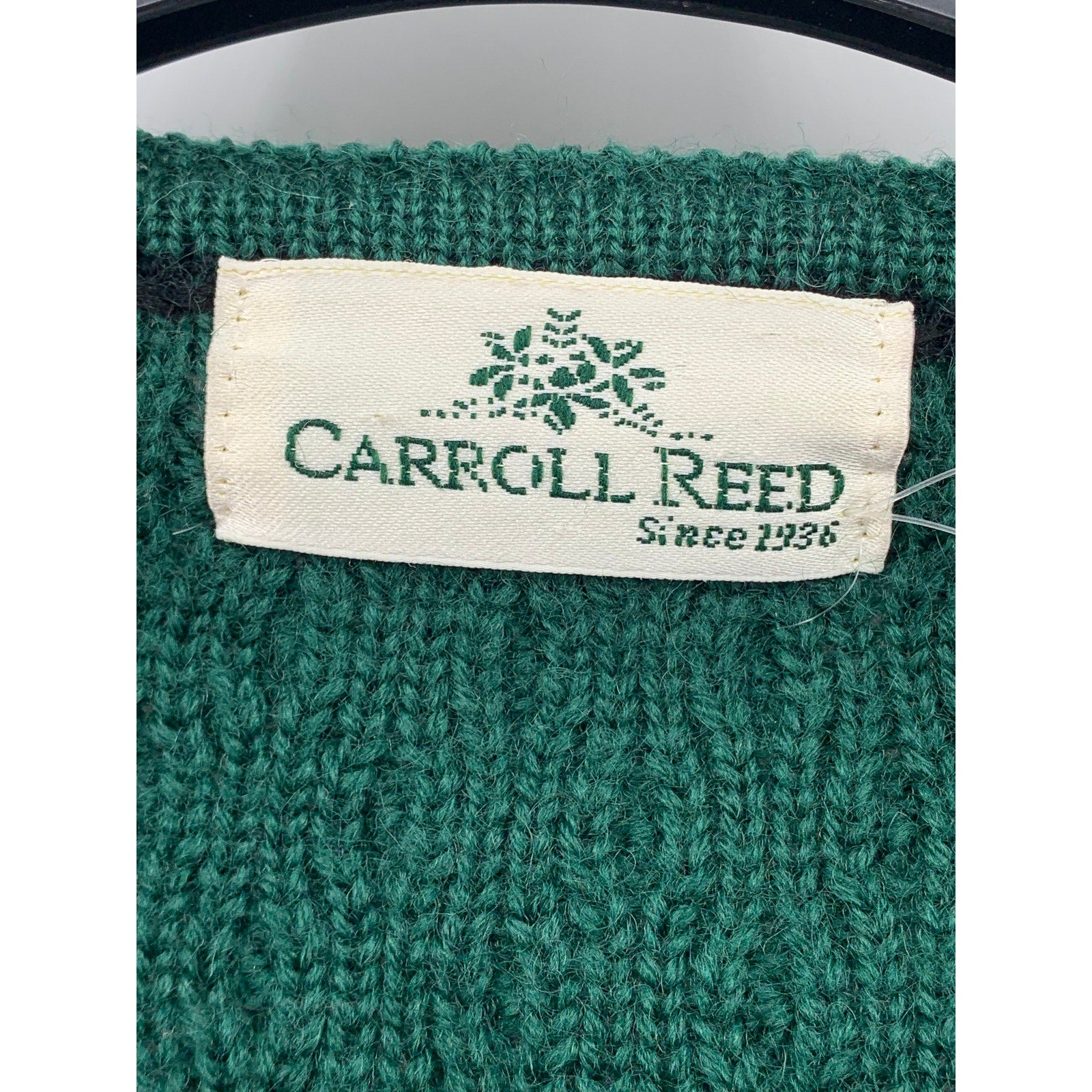 CARROLL REED Women's Vintage 70's Green 3D Floral Knit Button-Up Cardigan SZ S