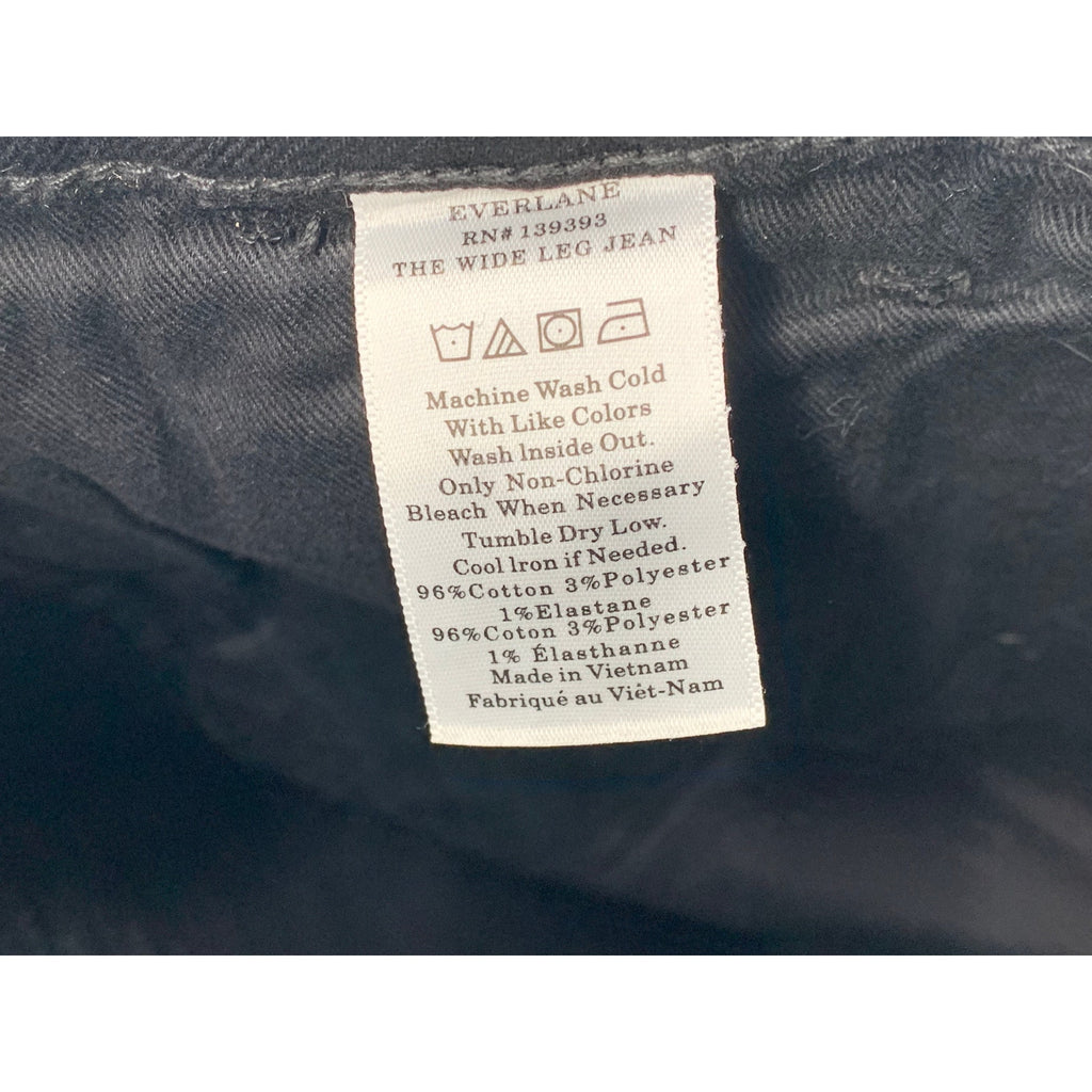 EVERLANE Women's Black Solid Denim Button-Fly The Wide Leg Ankle Jeans SZ 29