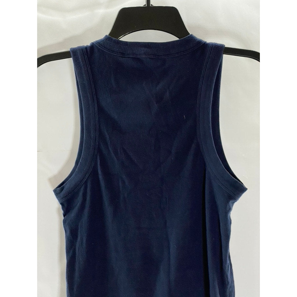 BANANA REPUBLIC Women's Preppy Navy Crewneck Ribbed Racer Tank Top SZ XS