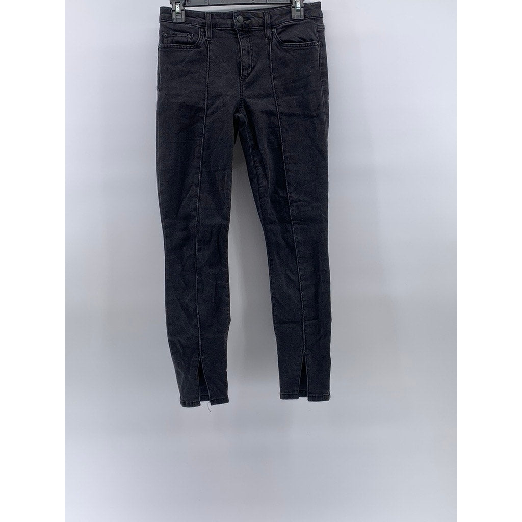 JOE'S JEANS Women's Black The Icon Mid-Rise Slit-Hem Skinny Ankle Jean SZ 28