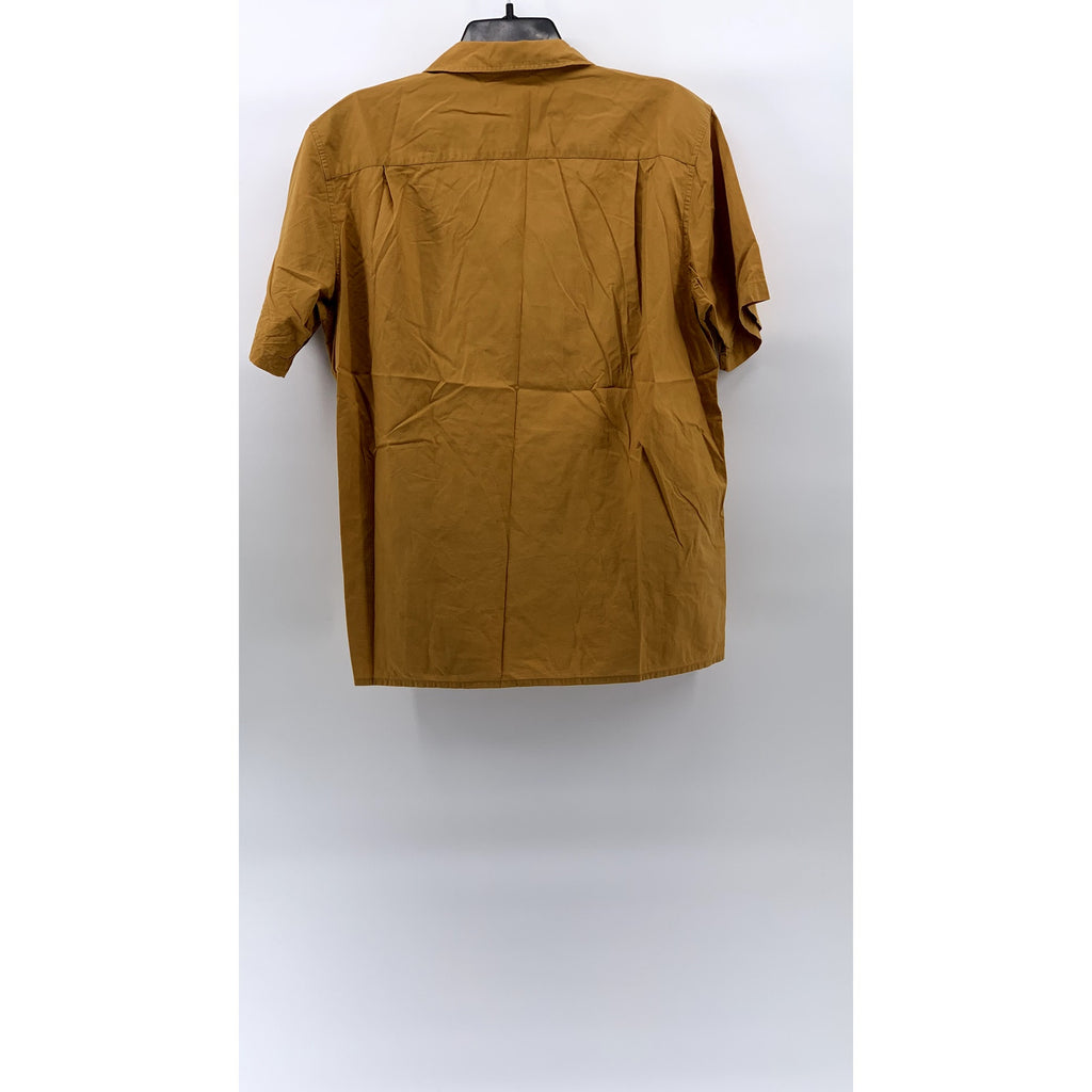 UNIQLO Men's Mustard Yellow Open-Collar Short Sleeve Button-Up Shirt SZ S