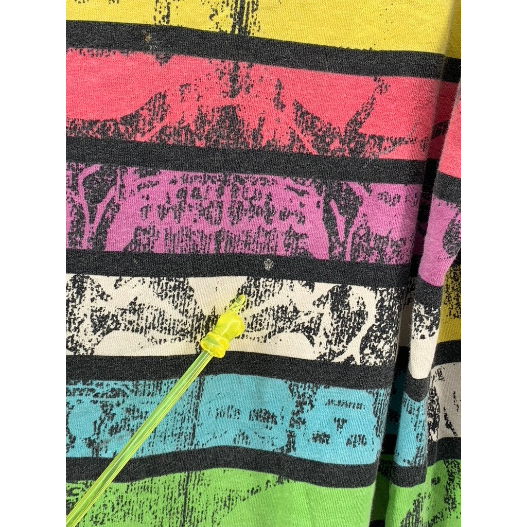 UNBRANDED Men's Black-Multi Striped Skull Graphic Casual Hooded Shirt SZ M