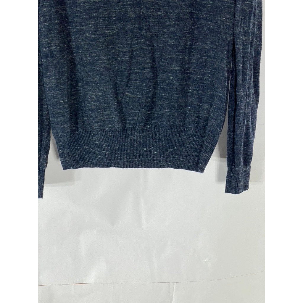 J.CREW Men's Navy Blue Half-Zip Stand Collar Cotton-Blend Sweater SZ M