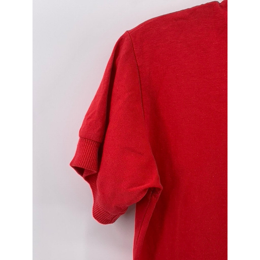 UNBRANDED Women's Red Button-Up V-Neck Short Sleeve Knit Jumpsuit SZ 12