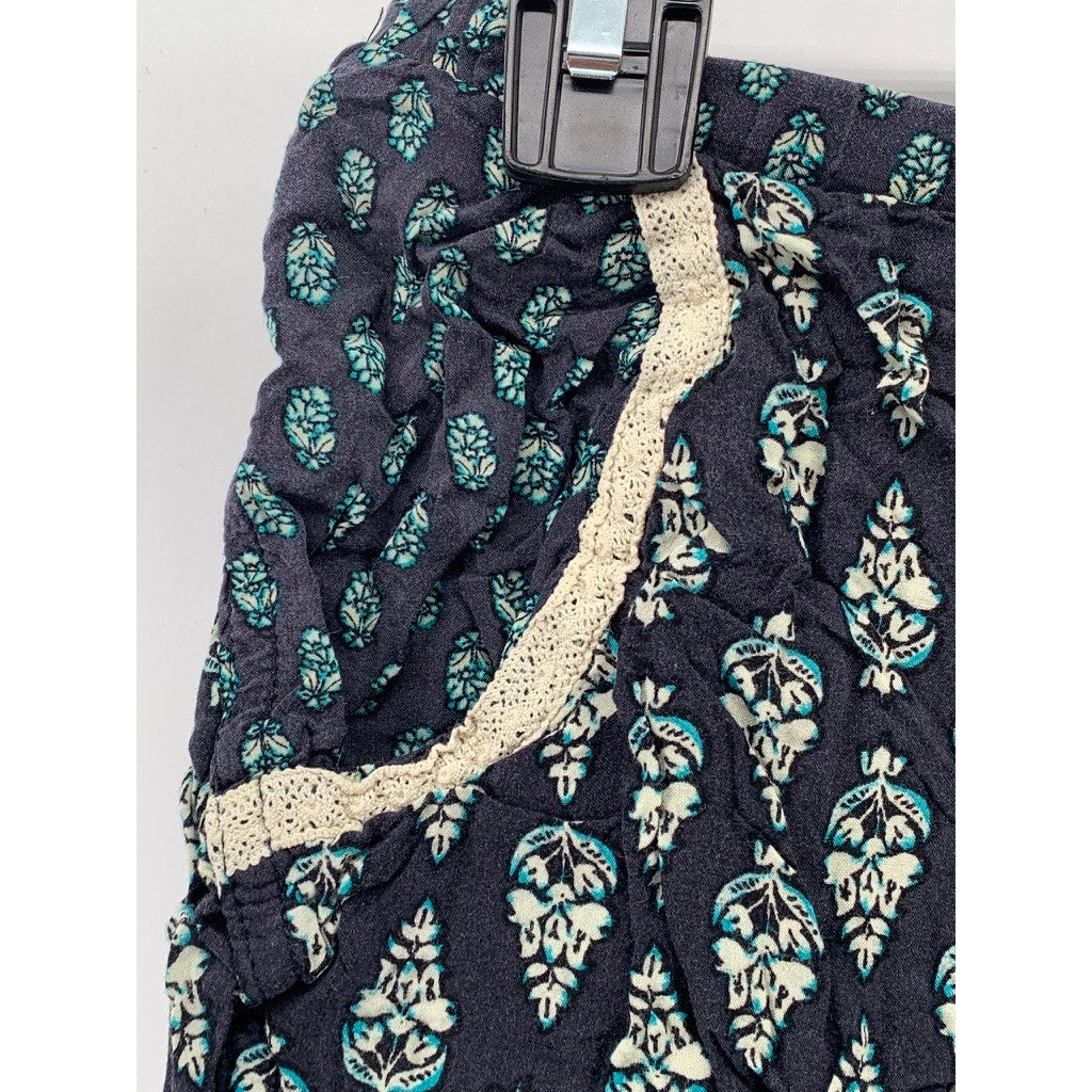 ARTISAN NY Women's Blue Printed Drawstring Relaxed-Fit Shorts SZ S