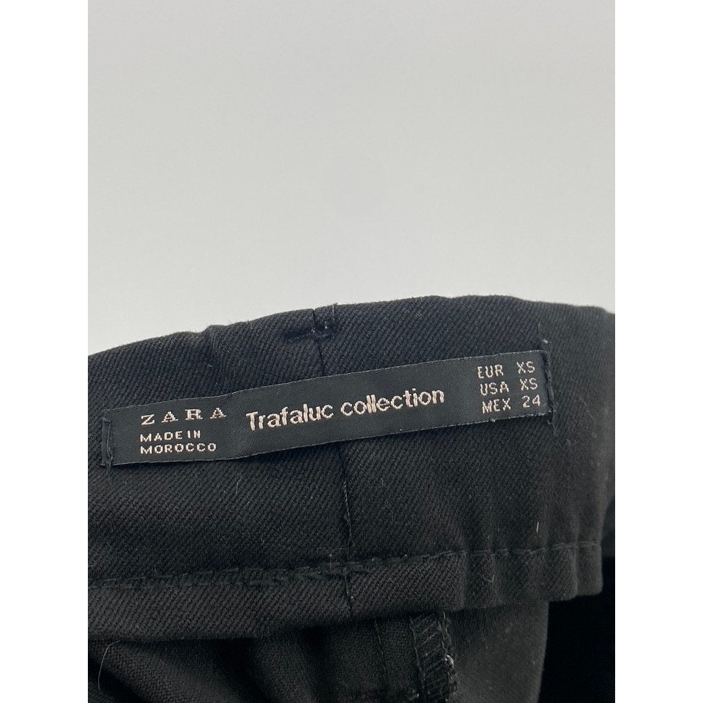 ZARA TRAFALUC Women's Black-White Side Stripe Cropped Pull-On Pant SZ XS