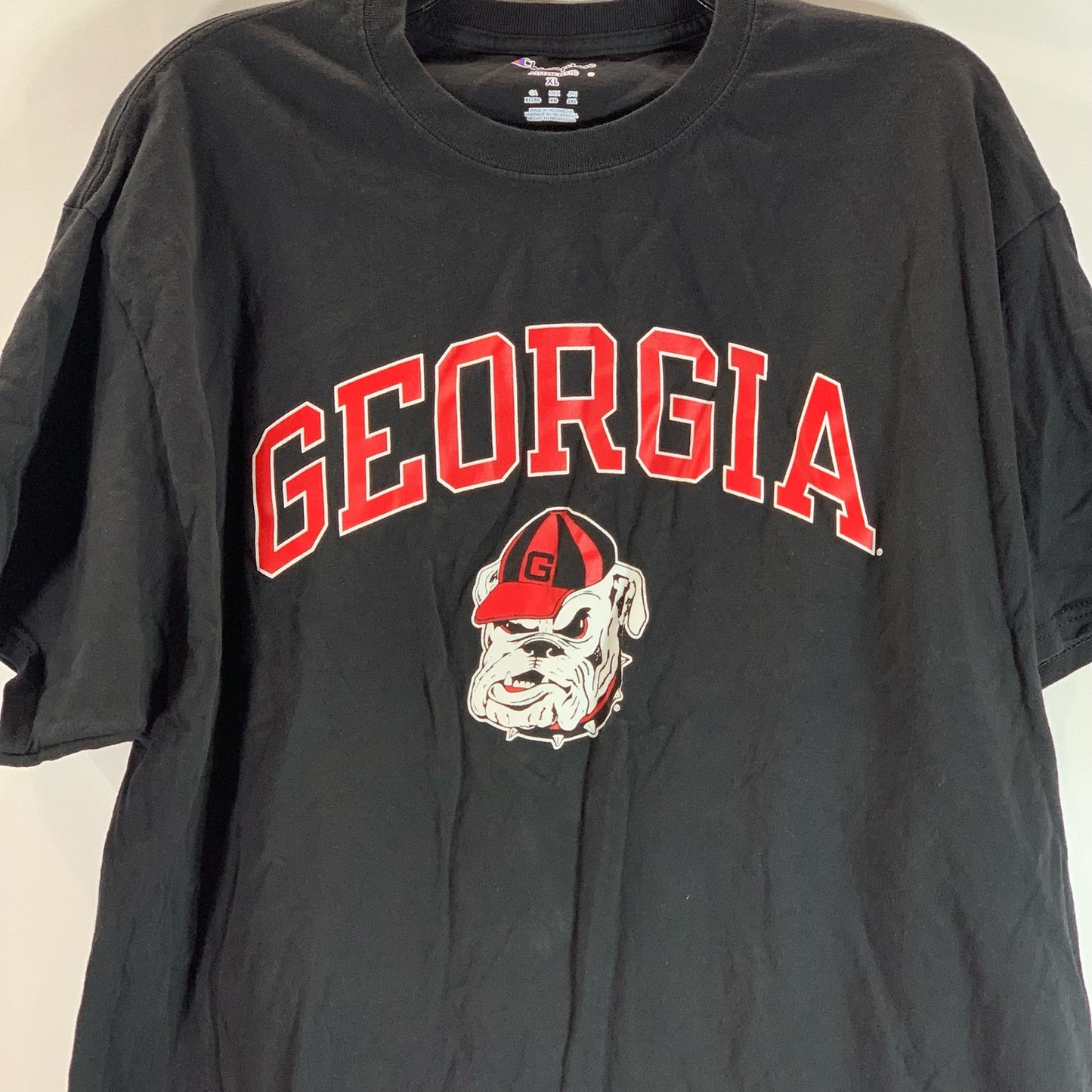 CHAMPION Men's Black/Red Georgia Bulldog Head Graphic Short Sleeve T-Shirt SZ XL