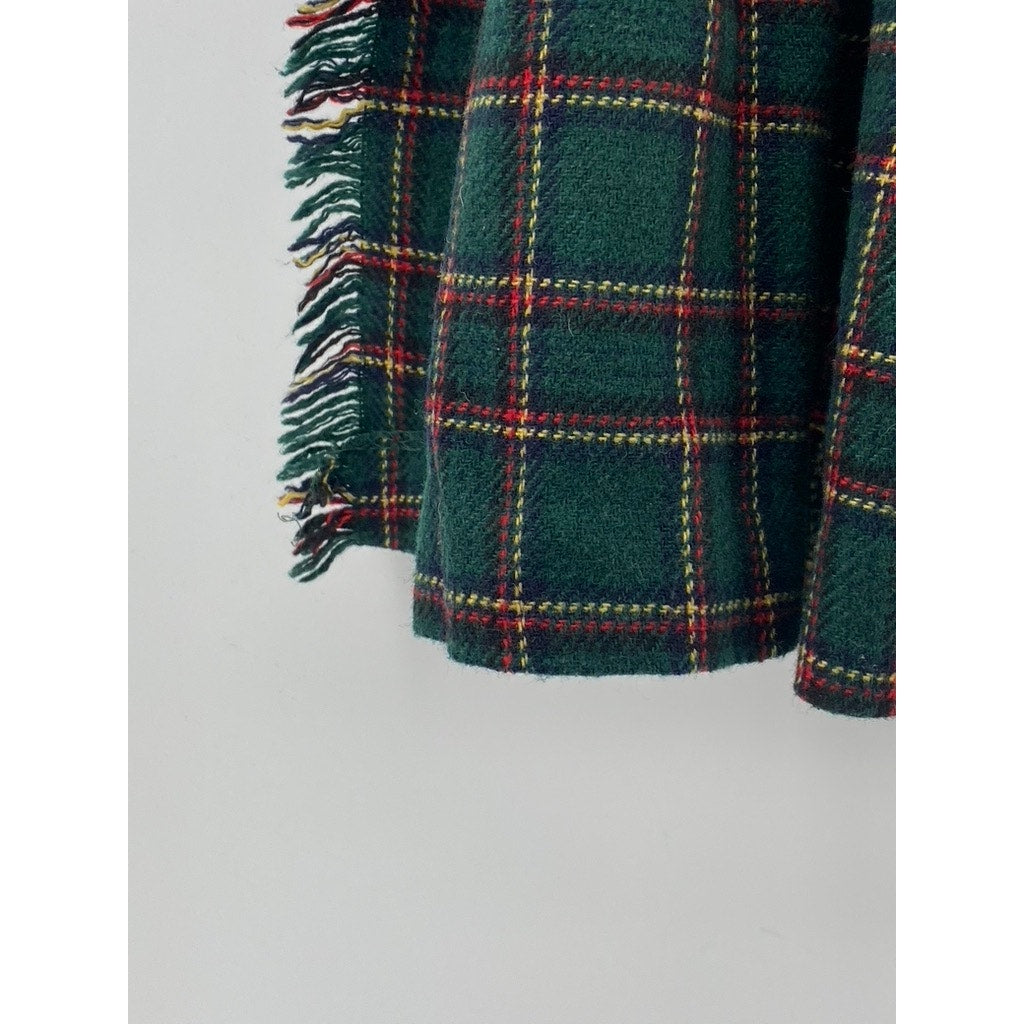 NORTON MCNAUGHTON Women's Vintage Dark Green-Red Plaid Pleated Wrap Skirt SZ 6