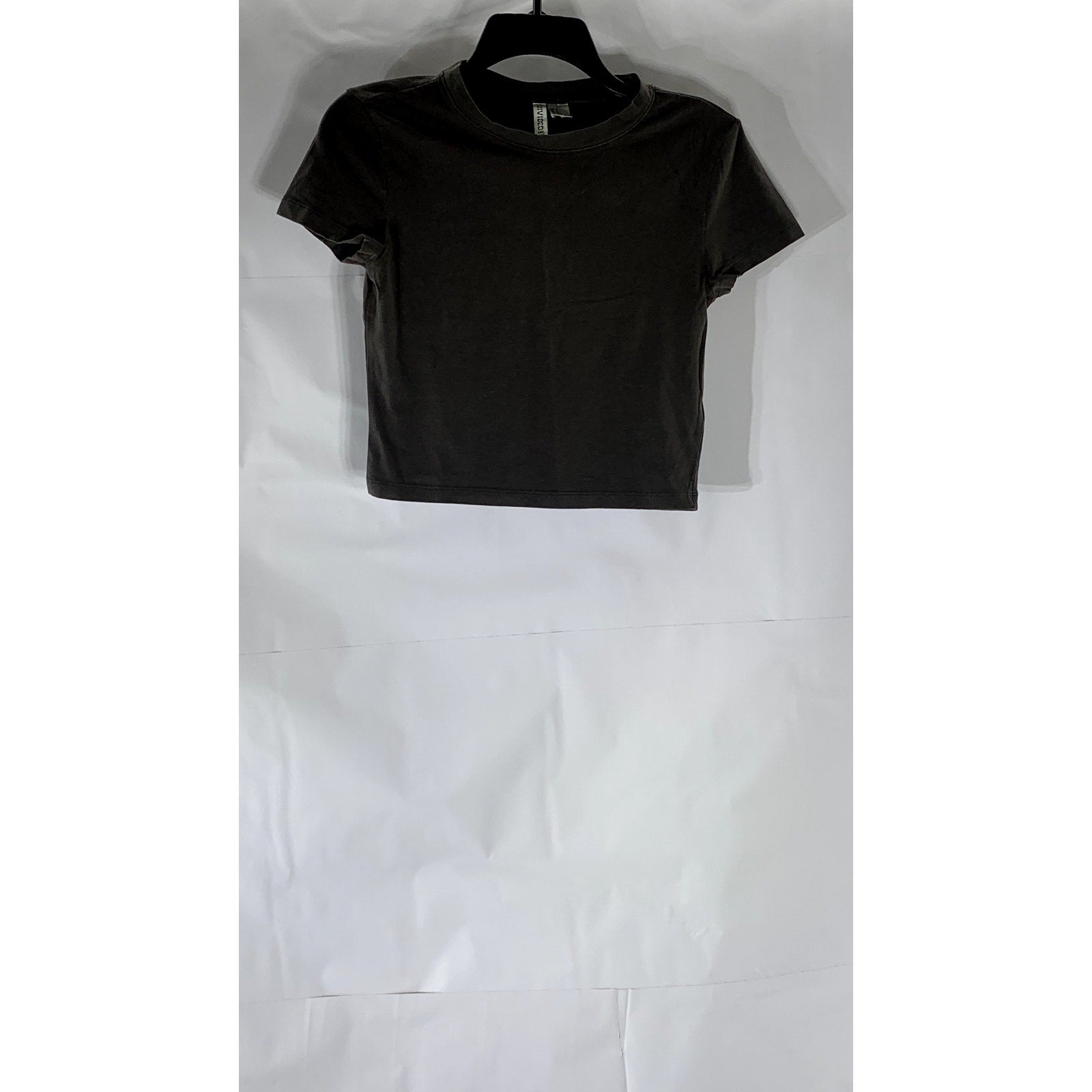 DIVIDED BY H&M Women's Dark Gray Crewneck Short Sleeve Cropped Top SZ M