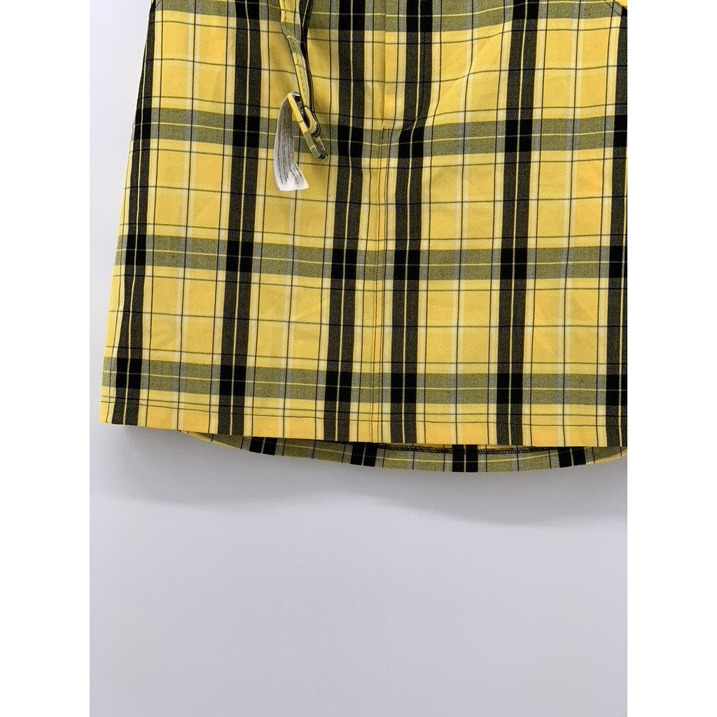 HOLLISTER Women's Black-Yellow Plaid Grunge Ultra High Rise Mini Skirt SZ M