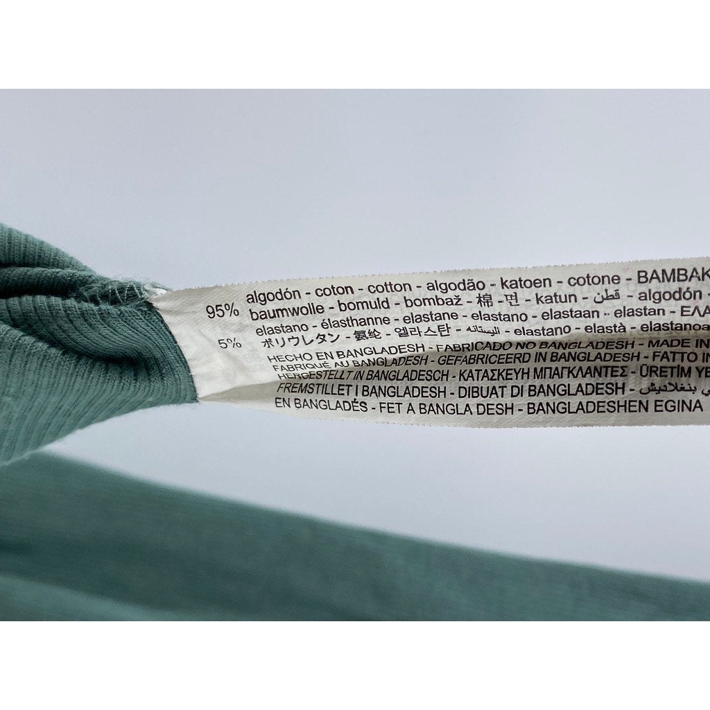 ZARA Women's Dark Green Straight-Neck Short Sleeve Midi Bodycon Dress SZ S