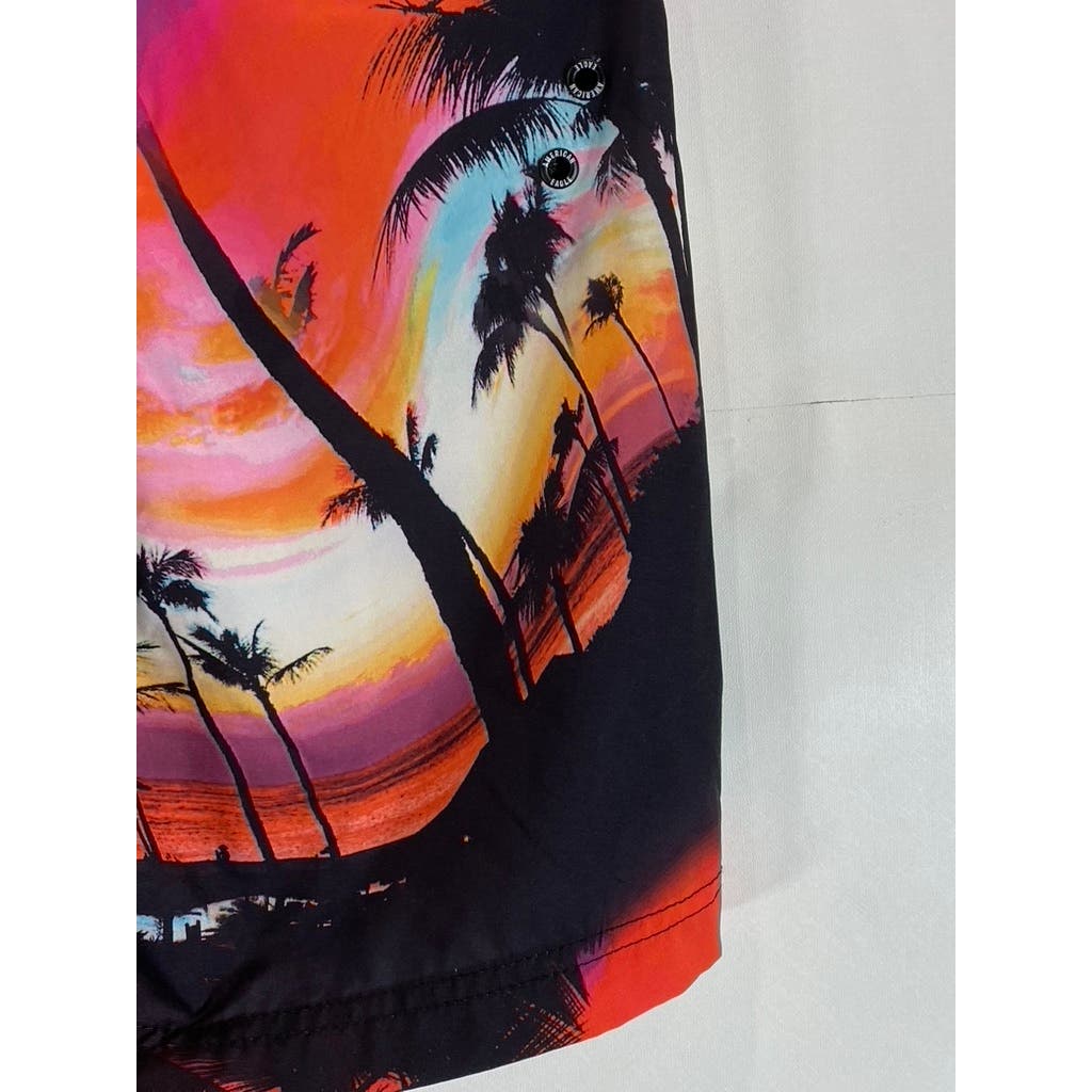 AMERICAN EAGLE Men's Red Tropical Print Drawstring Pull-On Board Shorts SZ XS