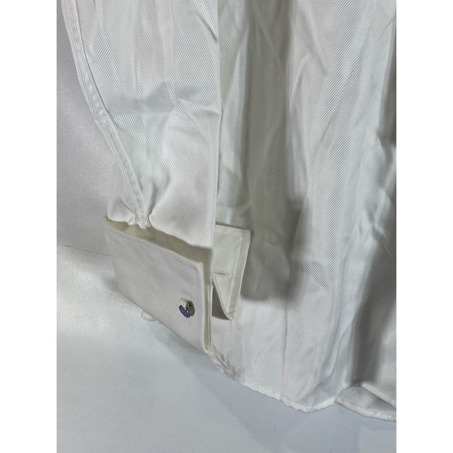 ETON Men's White Contemporary-Fit Signature Twill French Cuff Dress Shirt SZ17.5