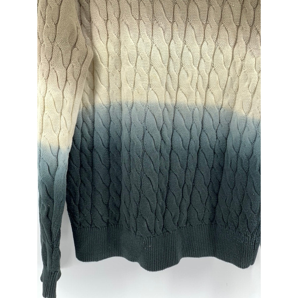 EXPRESS Men's Brown-Blue Dip Dye Cable Knit Sweater SZ M