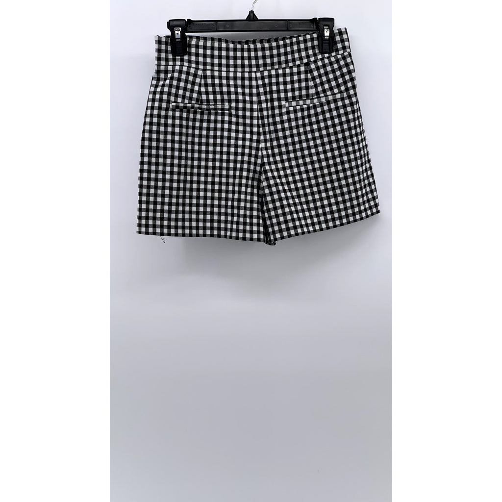 ZARA Women's Black-White Checkered High-Waist Shorts SZ S