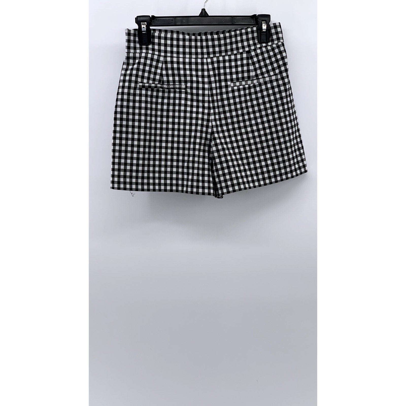 ZARA Women's Black-White Checkered High-Waist Shorts SZ S