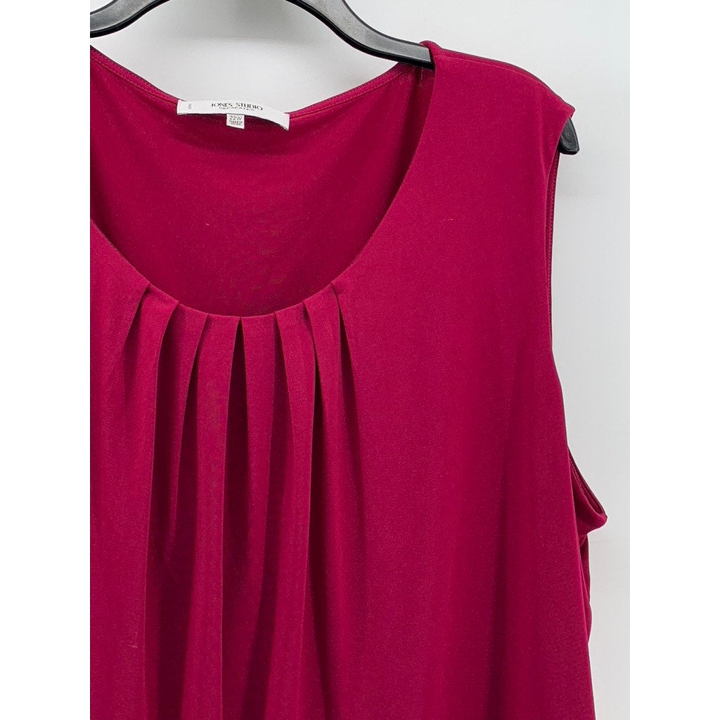 JONES STUDIO SEPARATES Women's Plus Burgundy Pleated Sleeveless Top SZ 22W