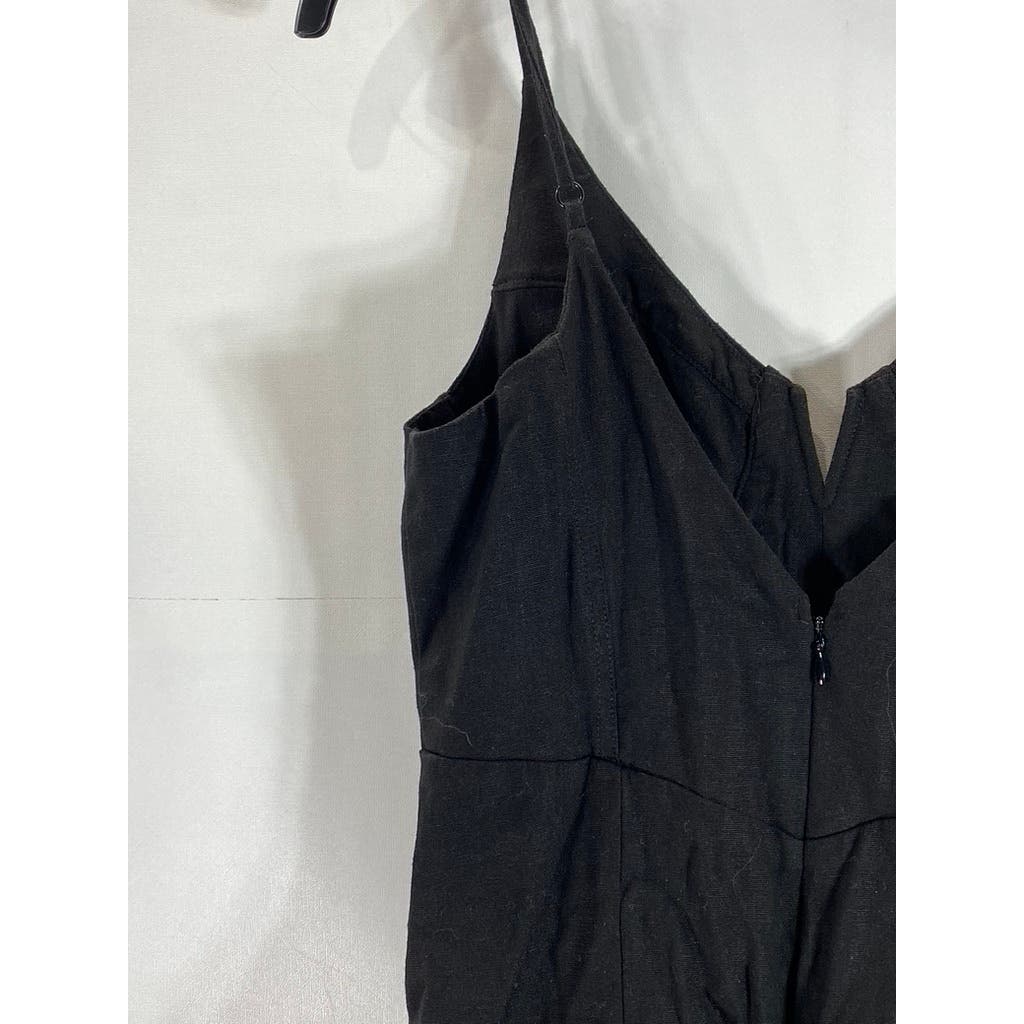 KENDALL & KYLIE Women's Black Solid V-Neck Adjustable Strap Mini Dress SZ S