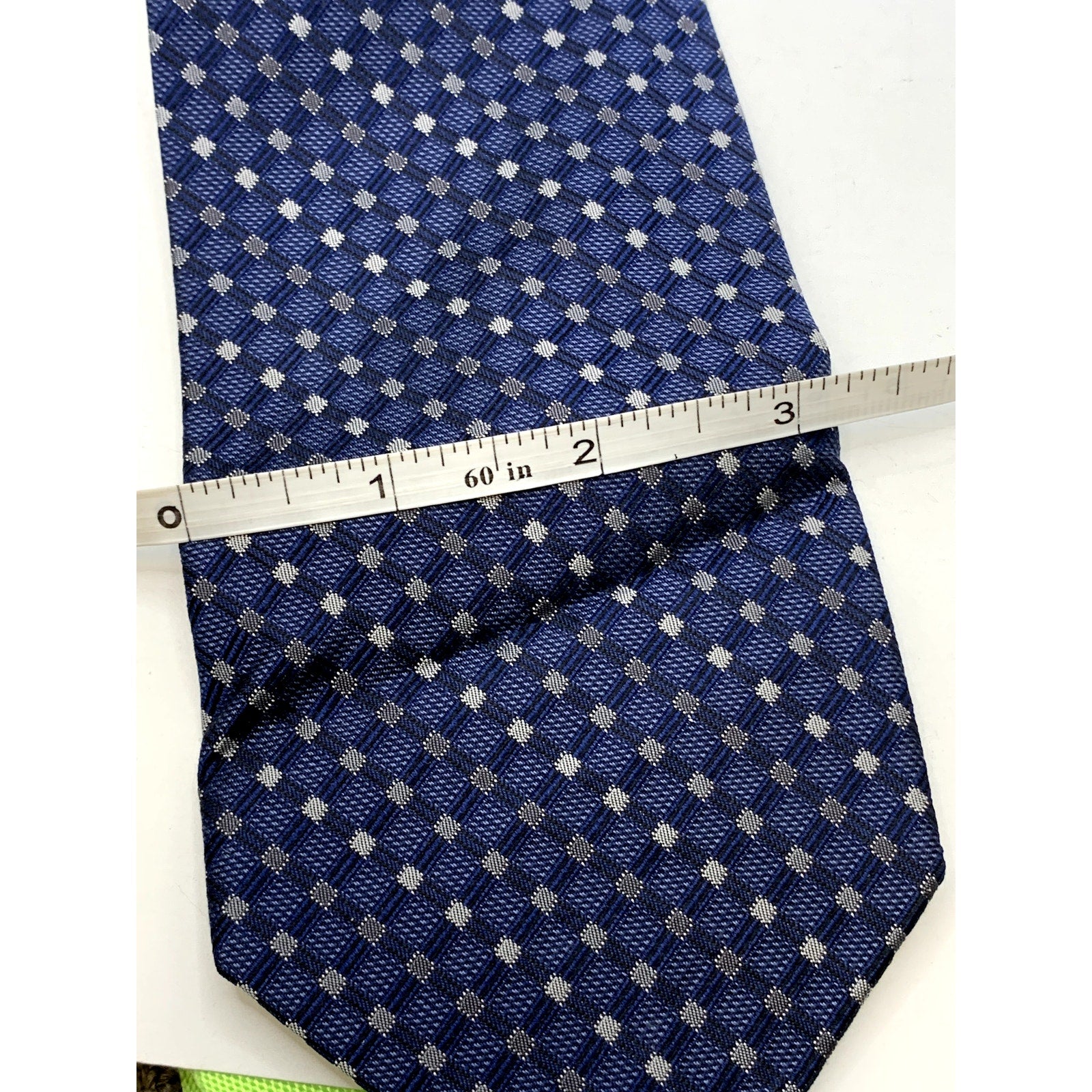 PRONTO UOMO Men's Navy Embroidered Gingham Print Tie