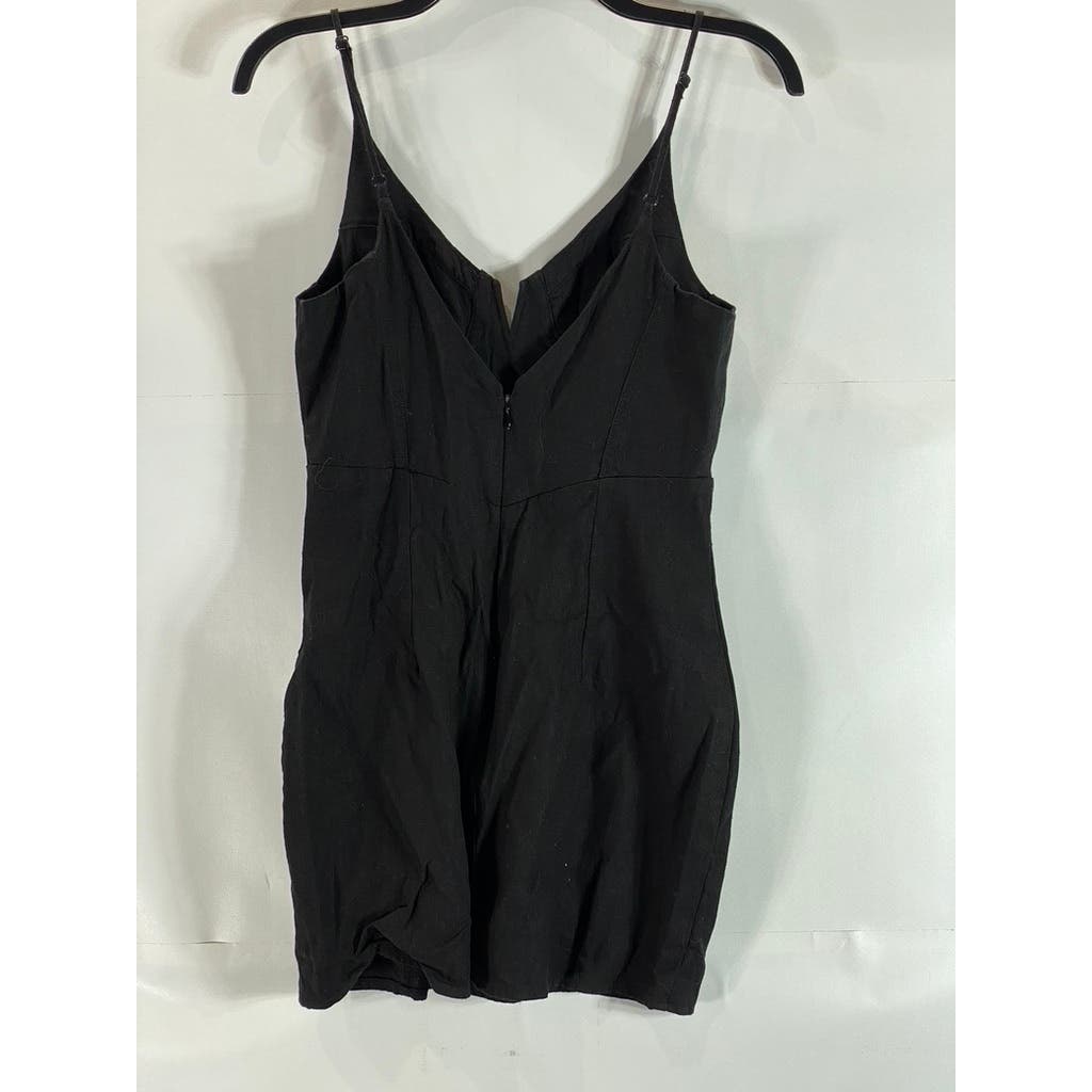 KENDALL & KYLIE Women's Black Solid V-Neck Adjustable Strap Mini Dress SZ S