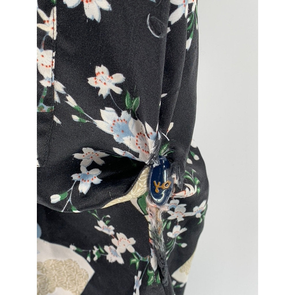UNBRANDED Women's Black Floral Wide Sleeve Kimono SZ OS