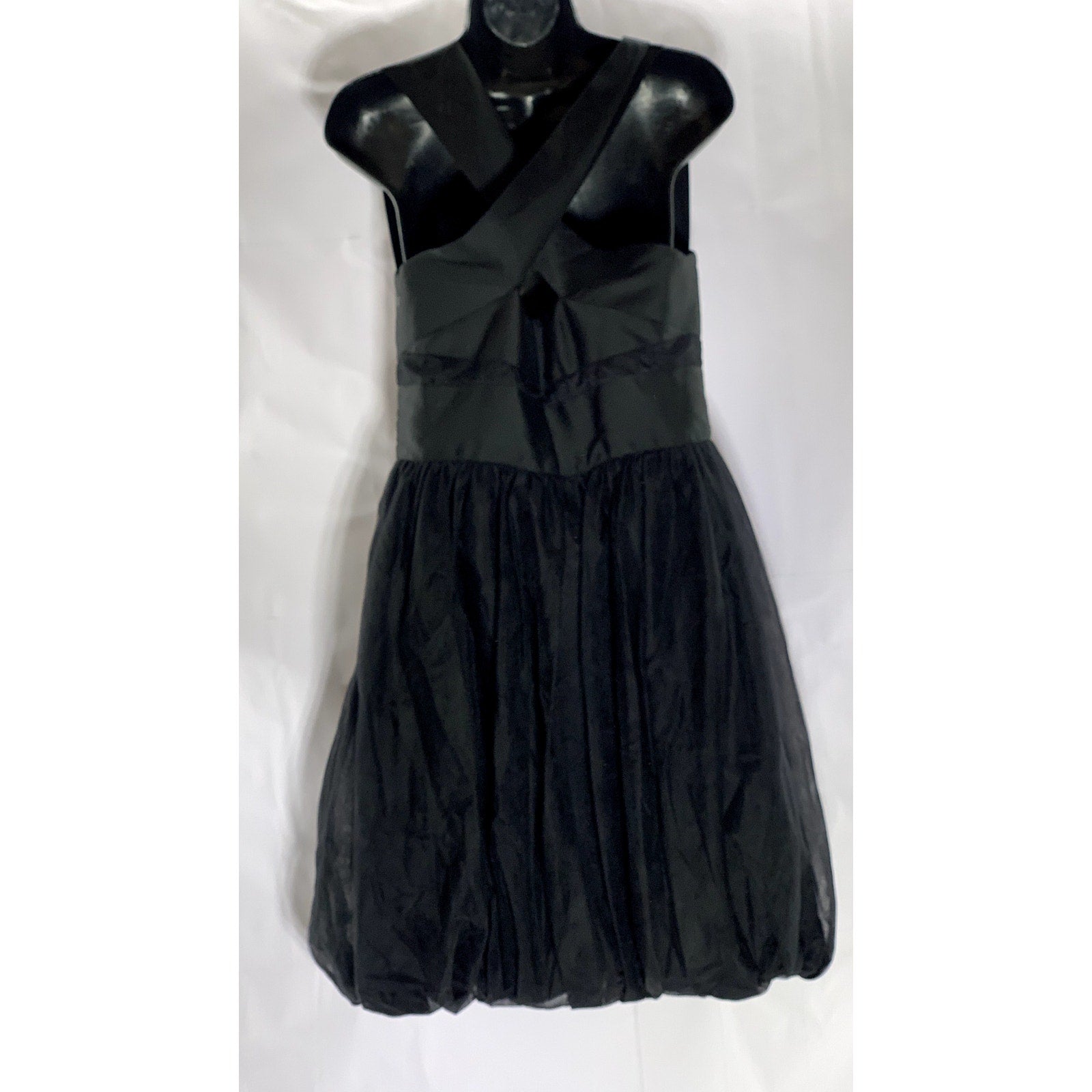 ROBERT RODRIGUEZ Women's Black Cross-Back Straps Mesh Skirt Mini Dress SZ 8