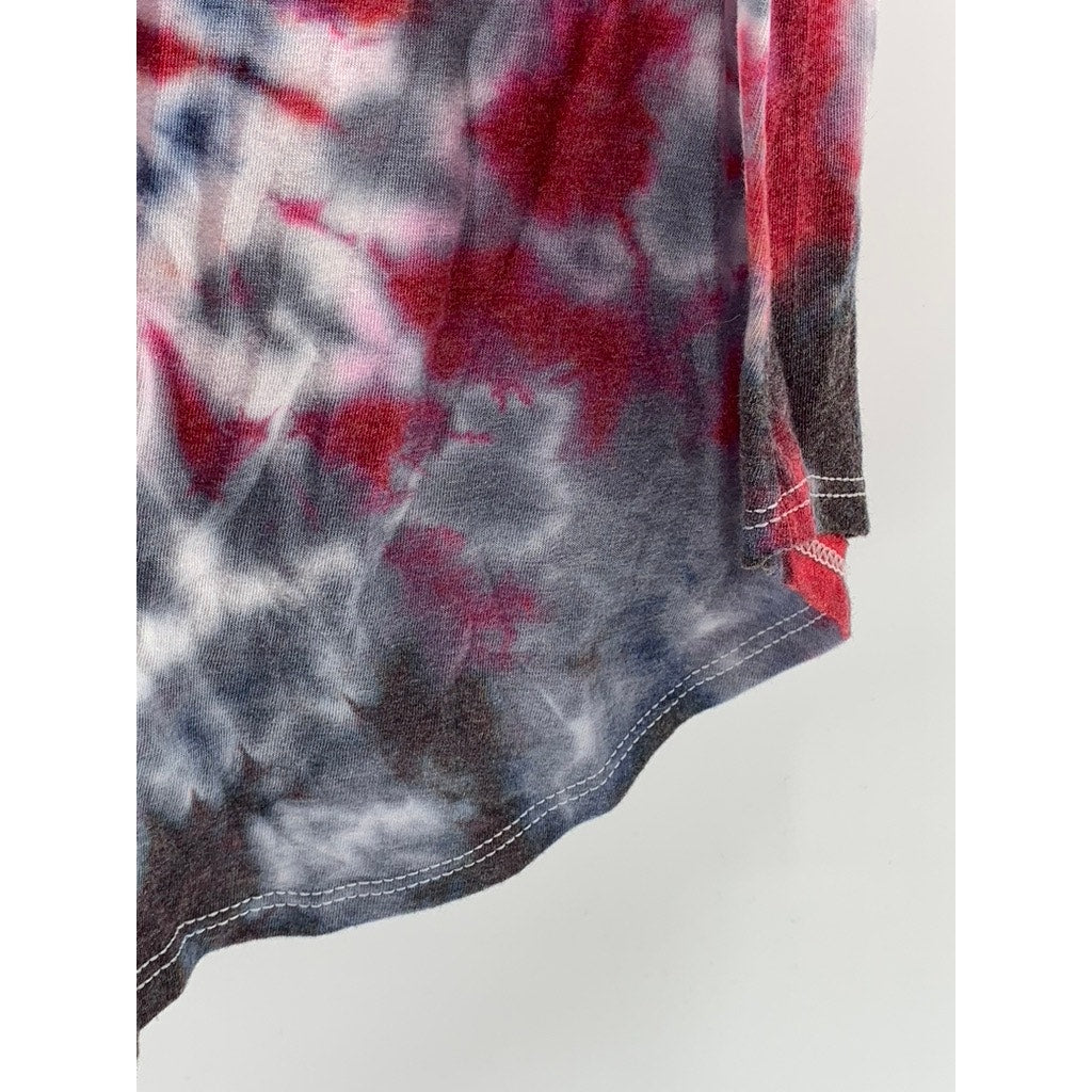 DISTRICT Women's Gray-Red Tie Dye Eye Graphic Shirt Dress SZ XS