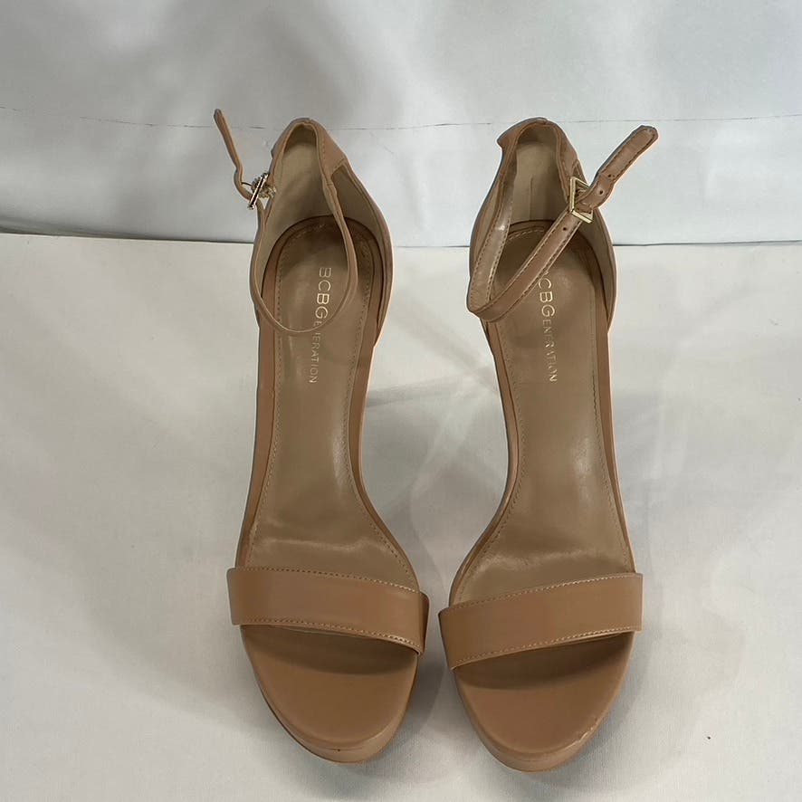 BCBGENERATION Women's Tan Nallah Ankle-Strap Platform Stiletto Sandals SZ 9