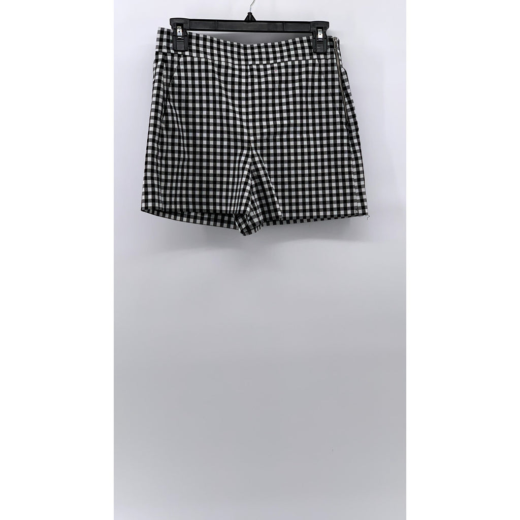 ZARA Women's Black-White Checkered High-Waist Shorts SZ S