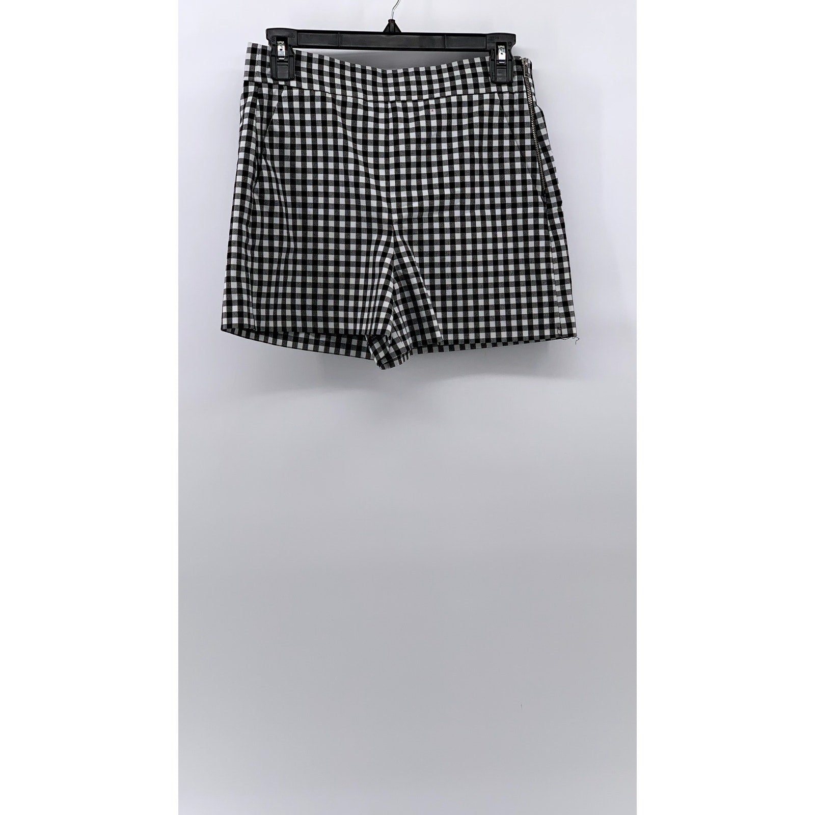 ZARA Women's Black-White Checkered High-Waist Shorts SZ S