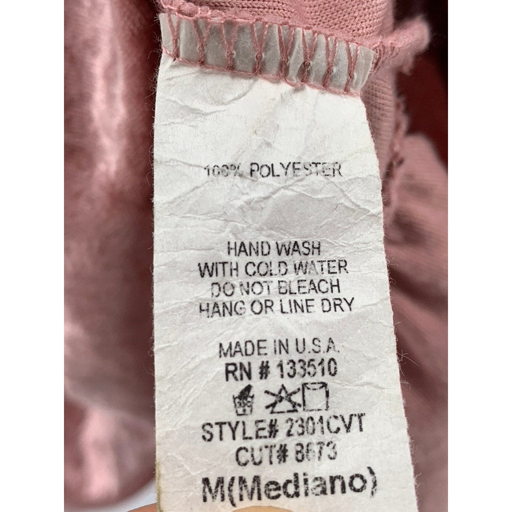 SWEET CLAIRE Women's Pink Velvet Ruffle Top SZ M