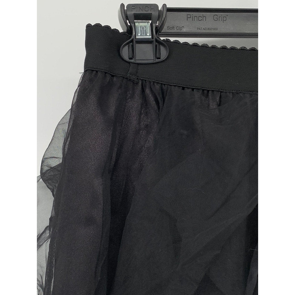 SHEIN Women's Black Sheer Tulle Layered Midi Skirt SZ 6