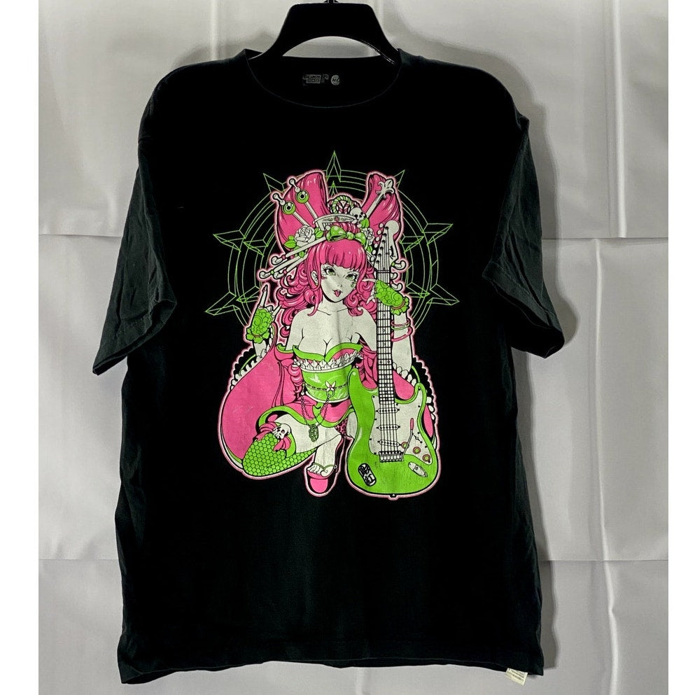 SUMMER SONIC Women's Black/Multi Music Festival Short Sleeve T-Shirt SZ XL