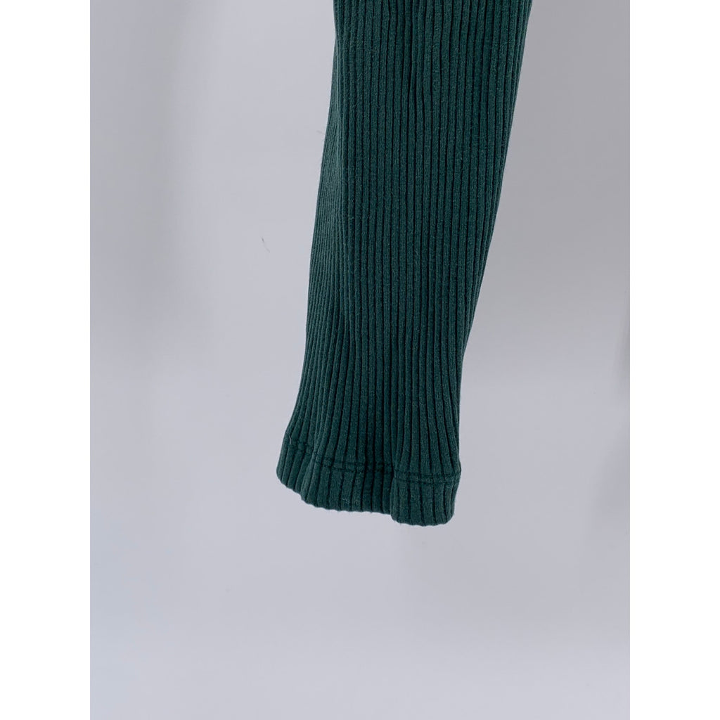 VICTORIA'S SECRET PINK Women's Dark Green Ribbed Fitted Yoga Leggings SZ XS