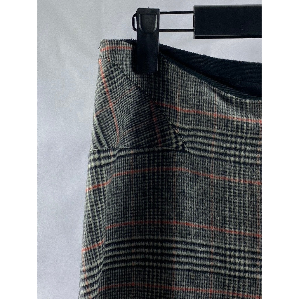 JOSEPH Women's Black-Red Plaid Virgin-Wool Blend Knee Length Skirt SZ 38(US6)