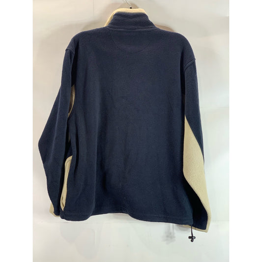 ASCIS Men's Navy/Beige Fleece Half-Zip Stand Collar Pullover Sweater SZ M