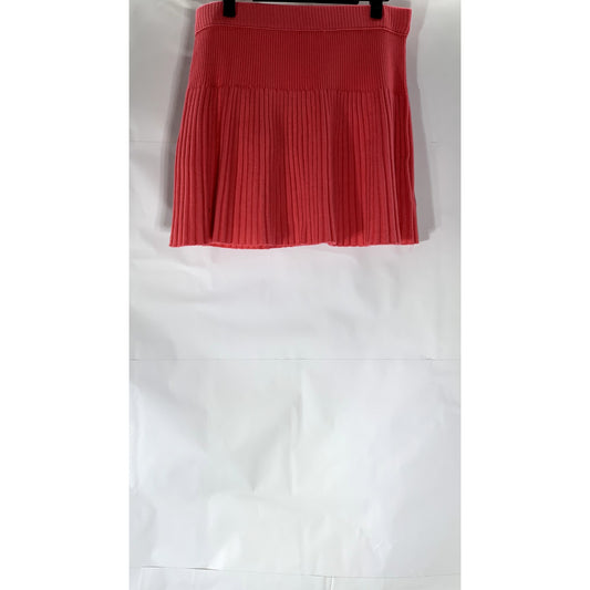 AERIE Women's Dark Pink Take Charge Pull-On Ribbed Flare Sweater Mini Skirt SZ M