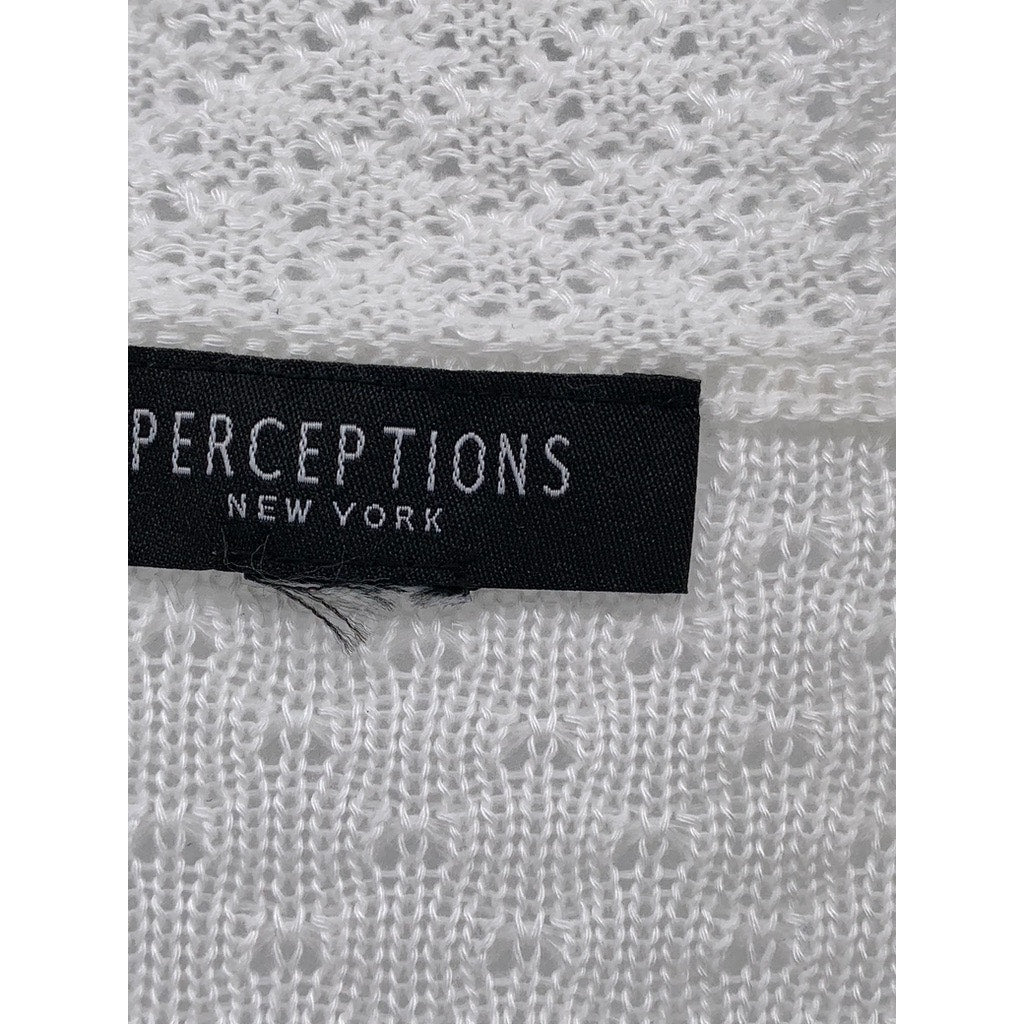PERCEPTIONS NEW YORK Women's Cream Knit Open-Front Cardigan SZ S