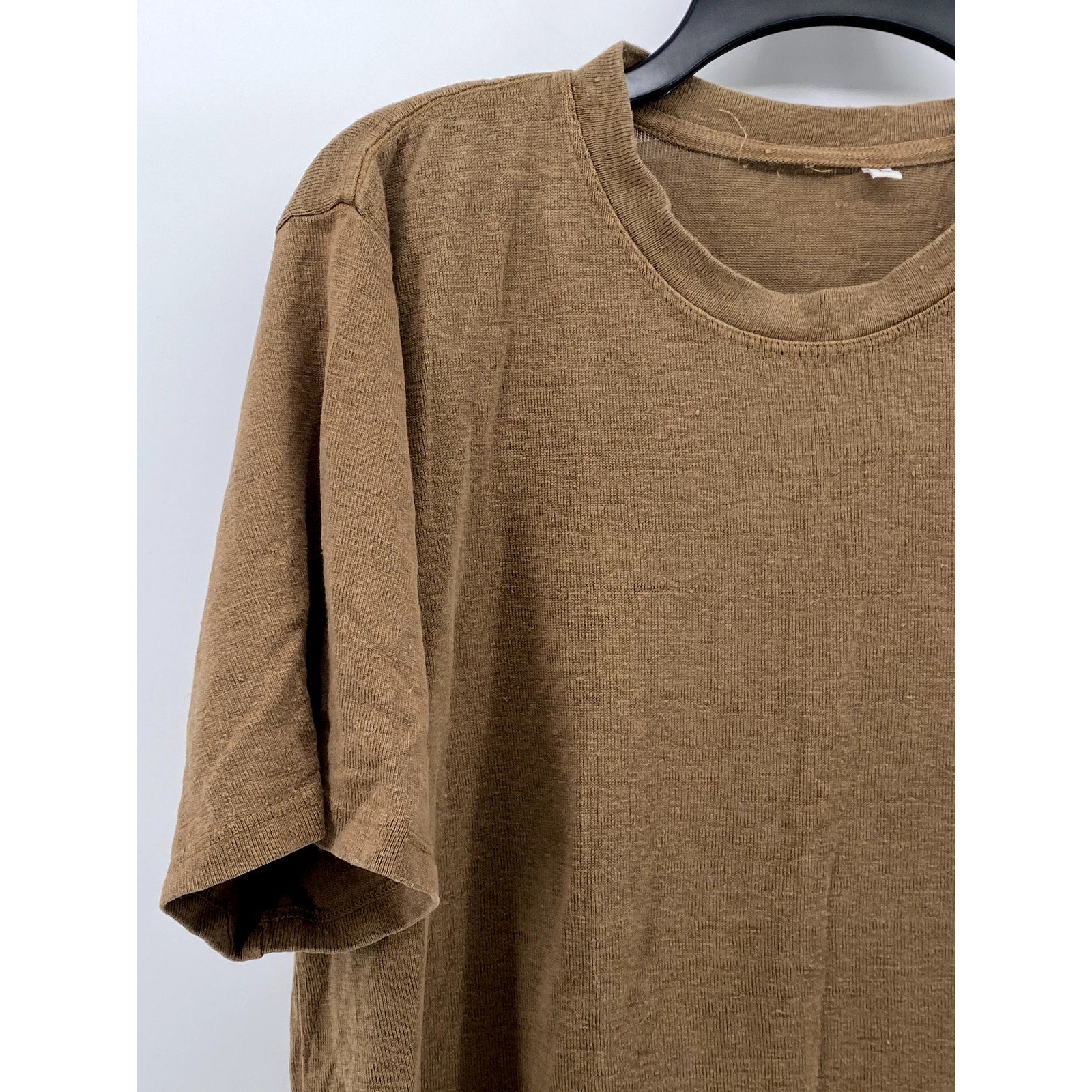 JUNGMAVEN Men's Brown Knit Crewneck Short Sleeve Lightweight Casual T-Shirt SZ L