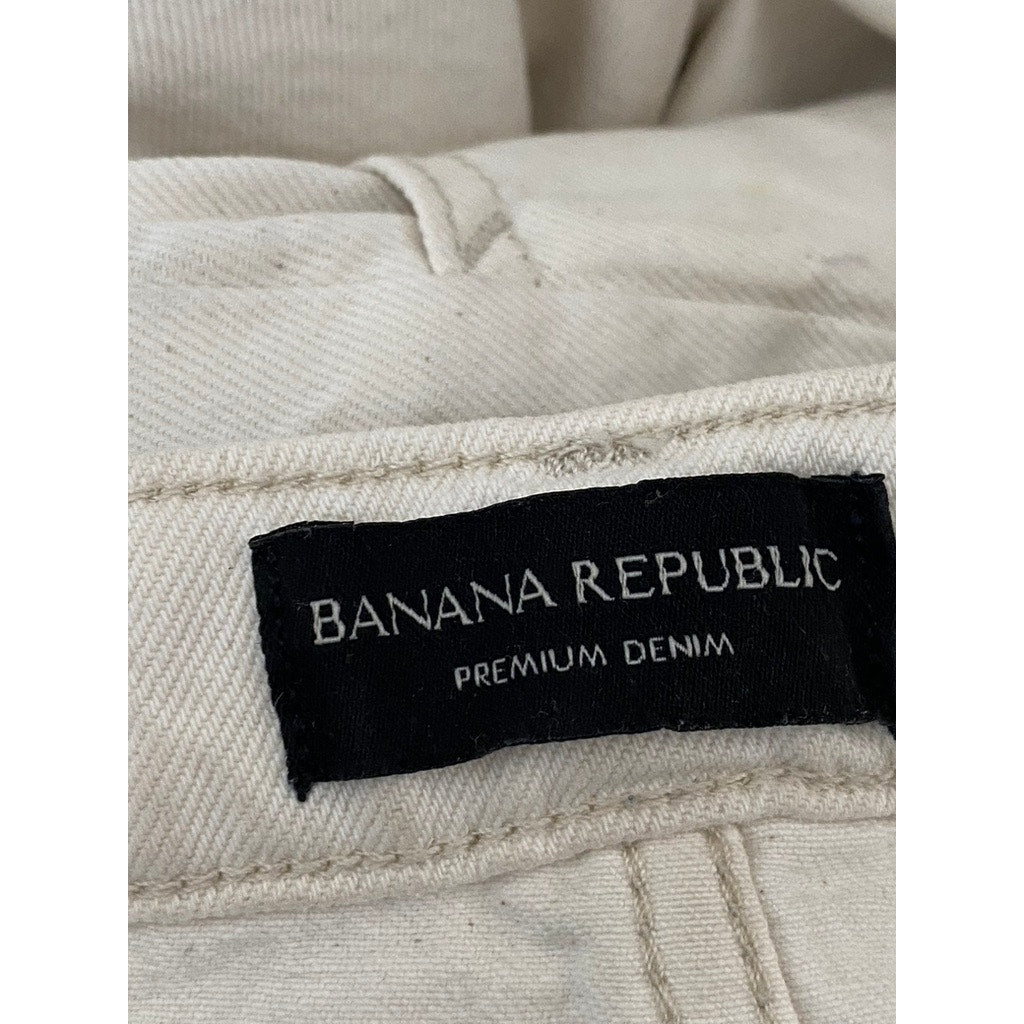 BANANA REPUBLIC Women's Cream Button-Fly High-Rise Relaxed-Fit Taper Jean SZ 27