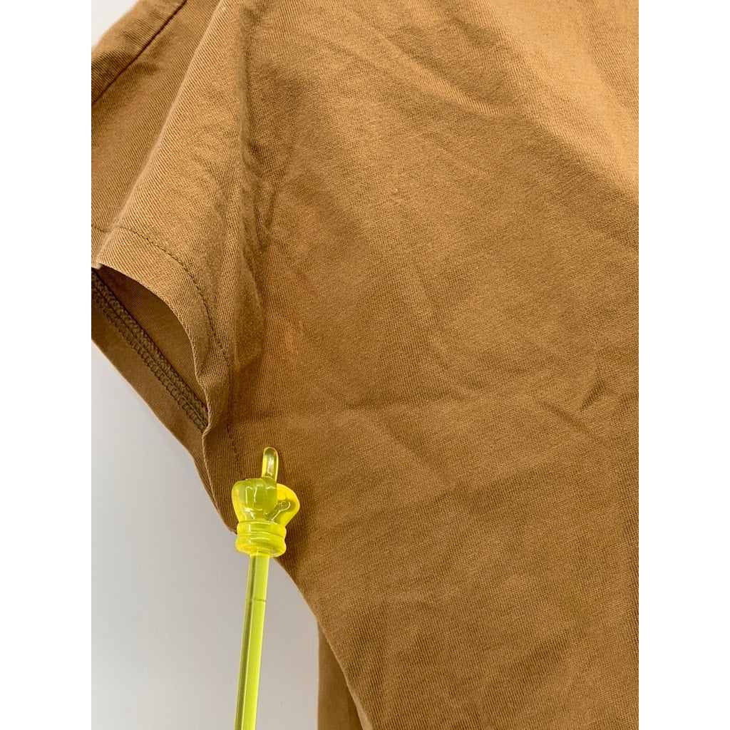 UNIQLO Women's Camel Brown Solid Crewneck Short Sleeve Oversized Crop Top SZ XS