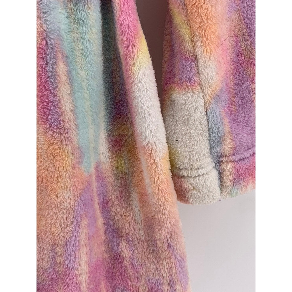 CAT & JACK GIRLS' Multi Color Tie-Dye Hooded Fleece Robe SZ L