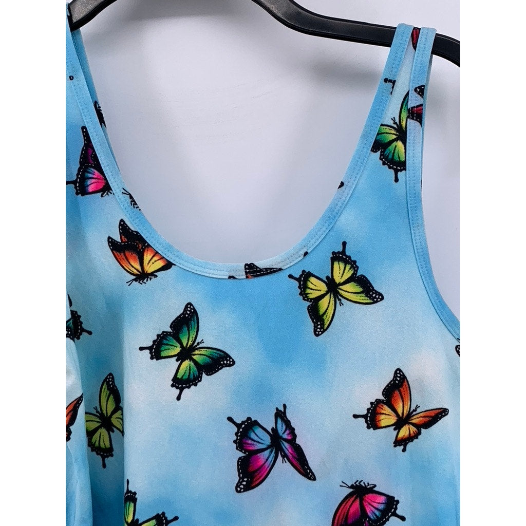 NO BOUNDARIES Girls' Light Blue Butterfly Print Tank Top SZ L(11-13)